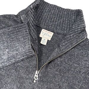 M J.Crew Men’s M Rugged Merino Wool Blend Gray Half‑Zip Sweater
